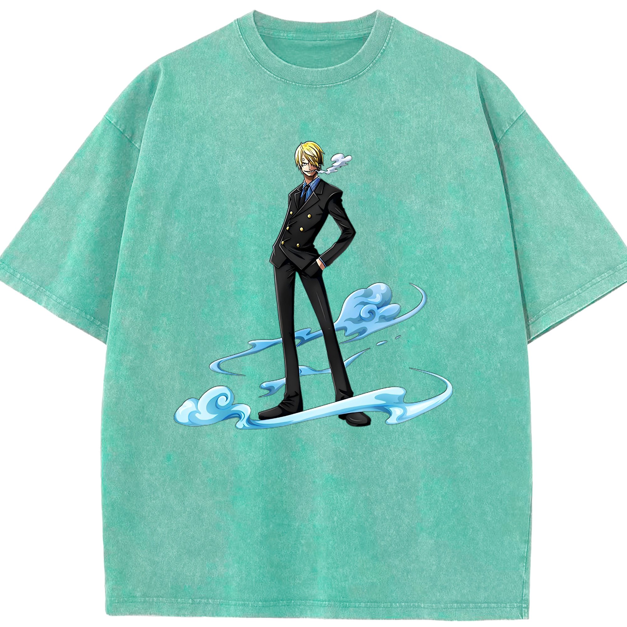 （画像用） ワンピース サンジ ONE PIECE Sanji 綿100% ヴィンテージ風 半袖Tシャツ（フロントプリント）